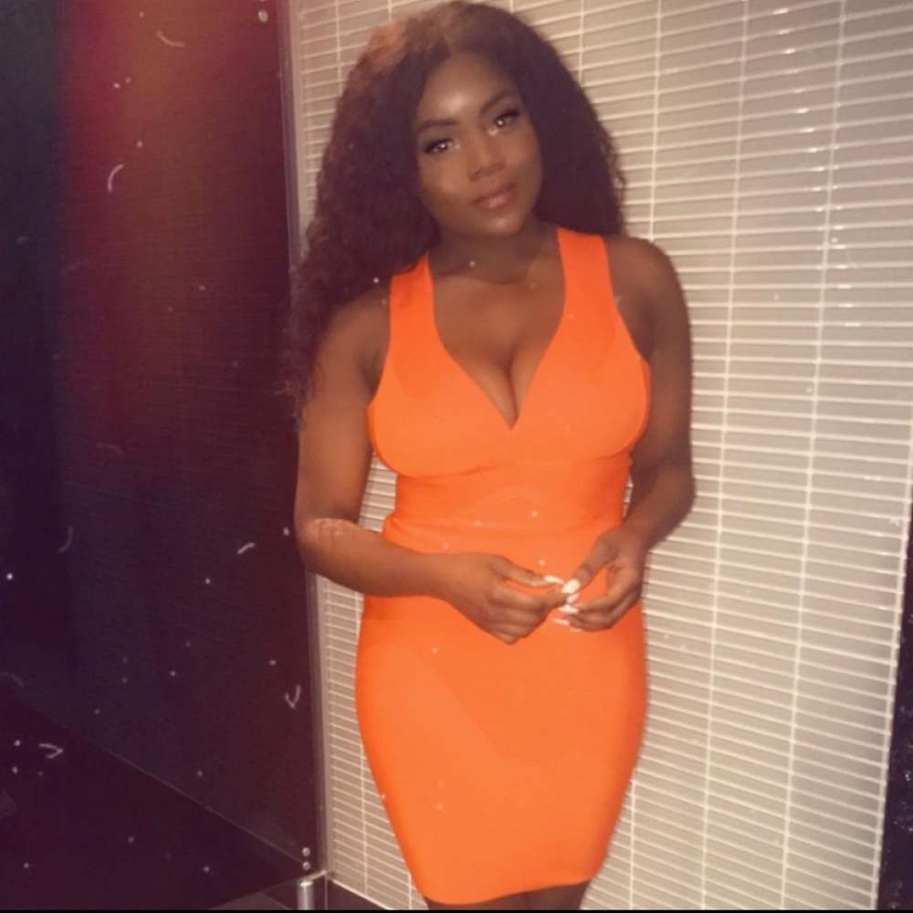 Amazing Bright Orange Bodycon Dress